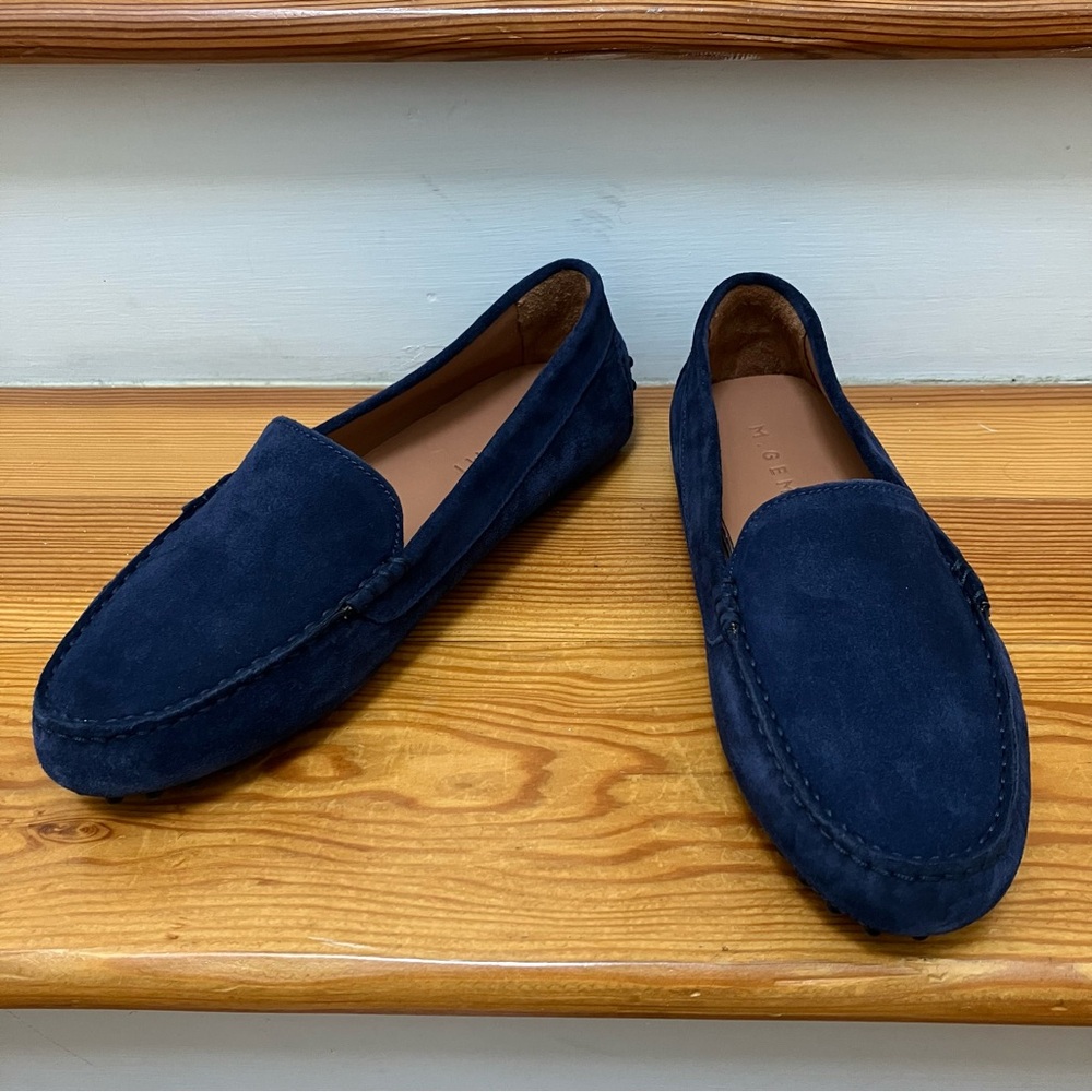 New M. Gemi Felize Suede Italian Driving Loafer Moccasin Shoe Midnight Blue 39.5